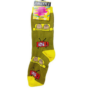 Women Boy Sock OOOH YEAH Couch Potato Watching TV Streaming Video Remote NWT NEW